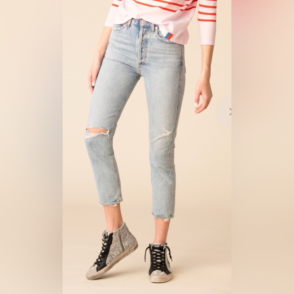 Agolde Riley Hi Rise Straight Crop Shatter size 22